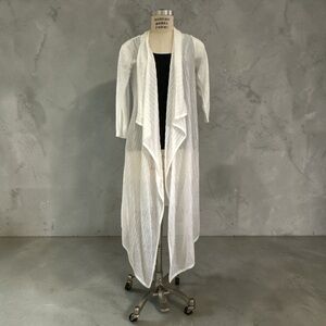 New York & Company White Long Open Cardigan